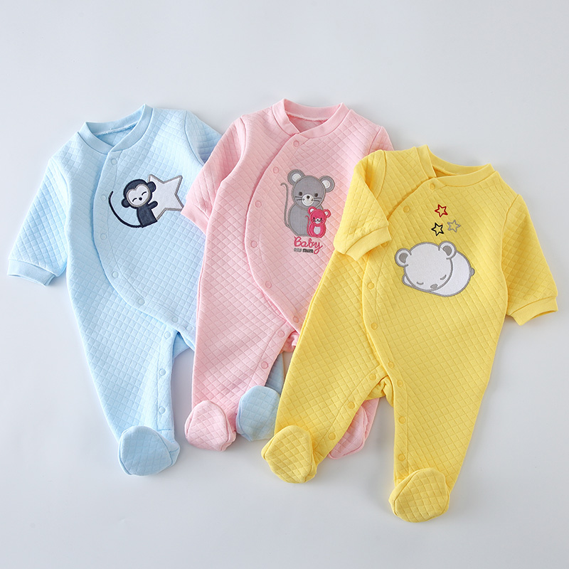 Romper Onesie Baby - ベビーコットンロンパース服新生児長袖ユニセックスワンピースパジャマ新生児女の子男の子足つきオーバーオールジャンプスーツ衣装