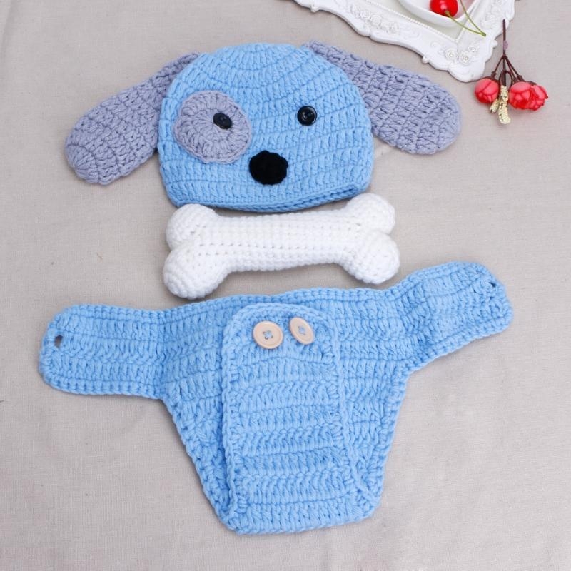 Baby Clothing Products - 3 ピース/セット新生児写真撮影小道具帽子 + ニットショーツ写真服骨付き写真小道具衣装