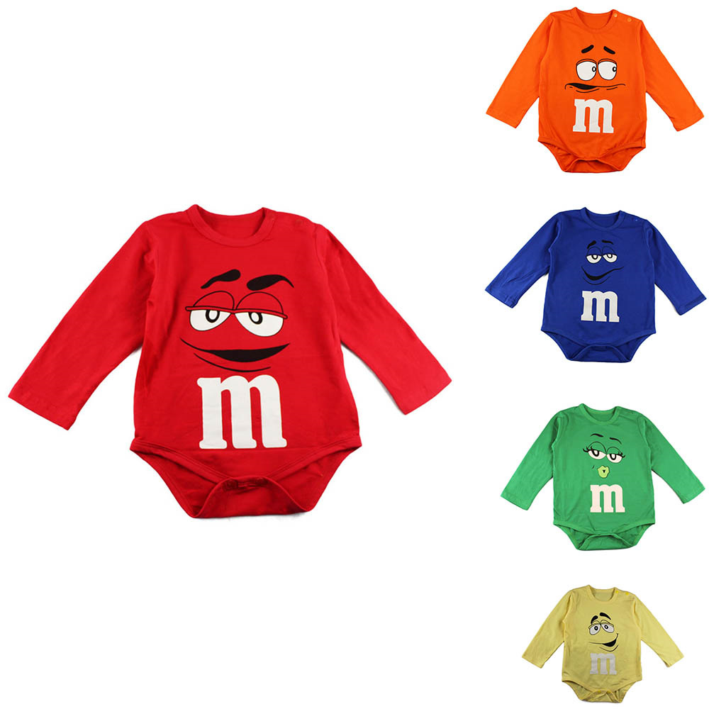 Baby Clothing Clearance - 男の子と女の子のための長袖ジャンプスーツ,ノベルティ,写真,m & m,キャンディー,顔,カラフル,春,秋,子供服