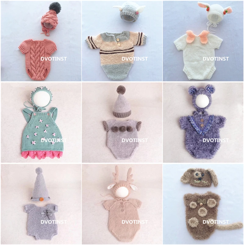 Baby Clothing Products - 新生児の写真撮影の小道具かぎ針編みニット服帽子衣装セット Fotografia 綿糸衣装スタジオ写真撮影の小道具