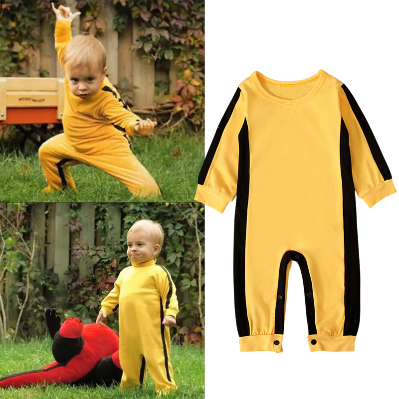 Romper Onesie Baby - 2025 新着クラシック幼児黄色映画スター遊び着カバーオールハロウィンコスプレベビーカンフーリーロンパース衣装