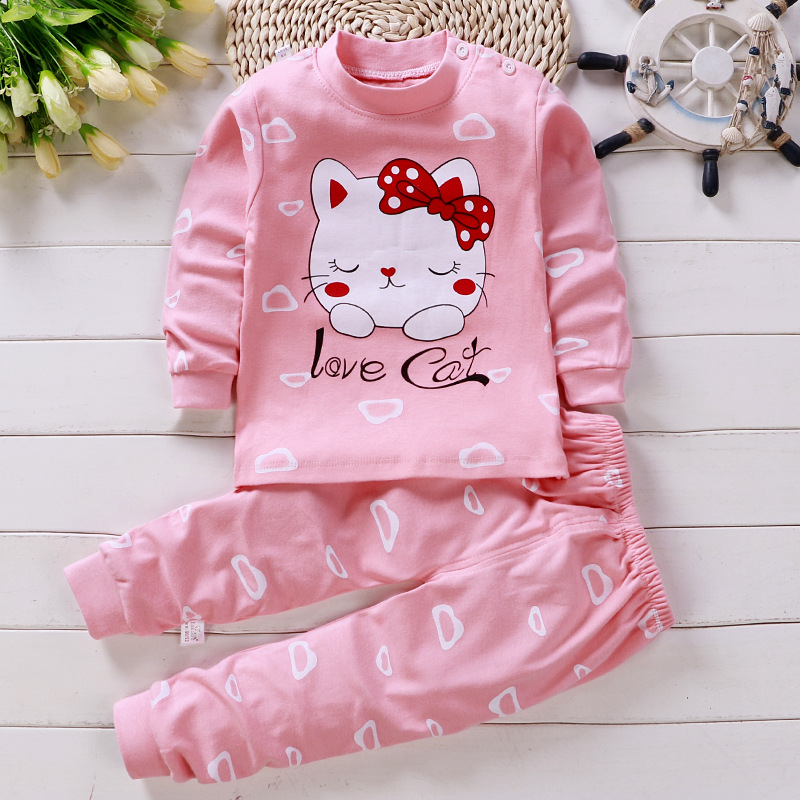 Baby Clothing Clearance - 0〜5歳の女の子のための綿のパジャマ,カジュアル,新生児,漫画,春,冬,2セット