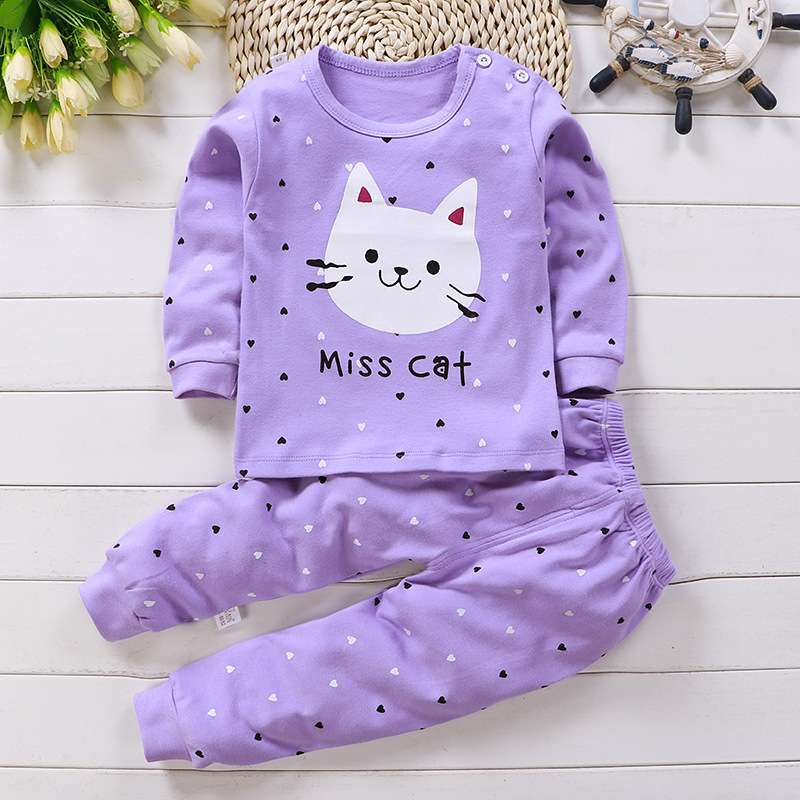 Baby Clothing For Sleep - 秋パジャマパジャマガールズボーイズ長袖トップス + パンツスーツファッションホーム服ベビーキッド睡眠衣装