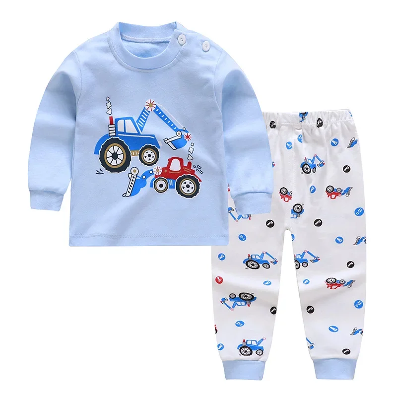 Baby Clothing For Sleep - 2024 ニューキッズボーイズガールズパジャマセット漫画プリント長袖かわいい Tシャツトップスパンツ幼児ベビー睡眠服セット
