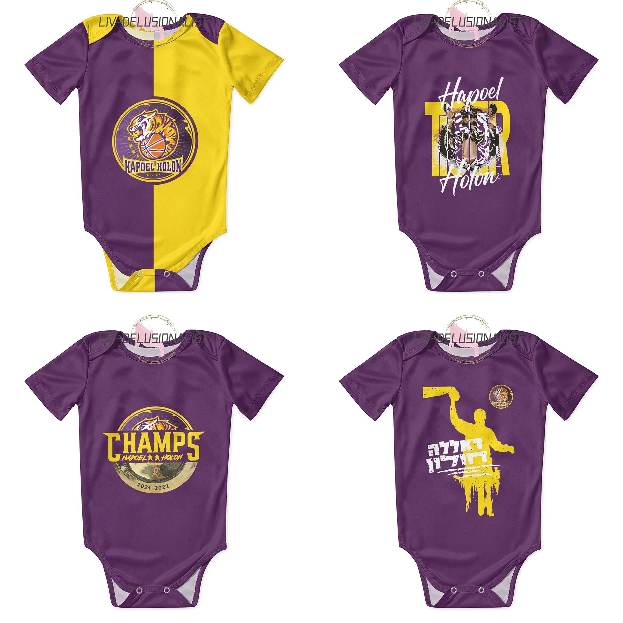 Romper Onesie Baby - Hapoel Holon バスケットボールベビーボディスーツユニセックスシャツ新生児カバーオール少年少女アンダーシャツ衣装ベビーロンパース