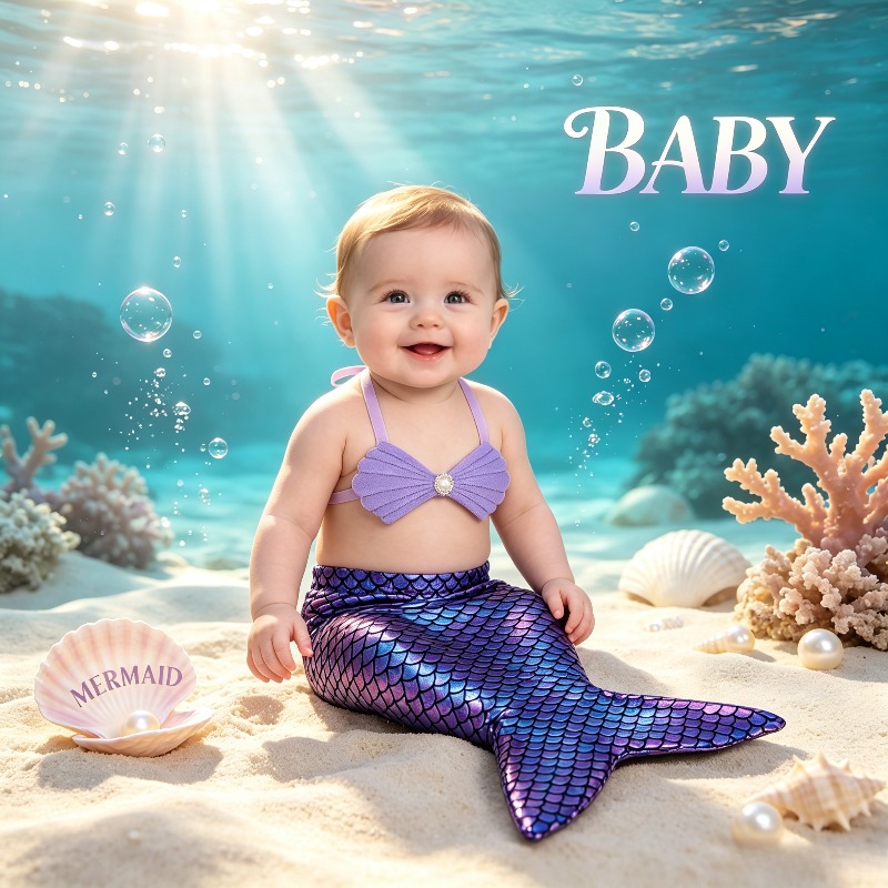 Baby Clothing Usa - 新生児人魚コスプレ衣装、ベビーシャワー誕生日パーティー衣装、幼児写真スタジオ小道具、ホリデーお祝い写真ドレス用