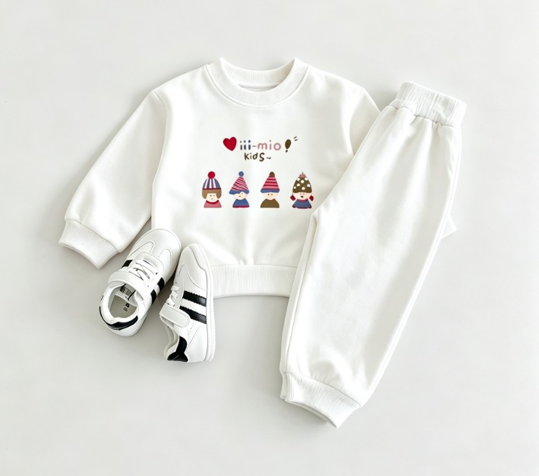 Baby Clothing Neutral - ニュートラルカラーの幼児用キュートなラウンジウェアセット、長袖クルーネックのスウェットシャツとカジュアルパンツ、ベビー・幼児用コットン製プルオーバー+パンツの服