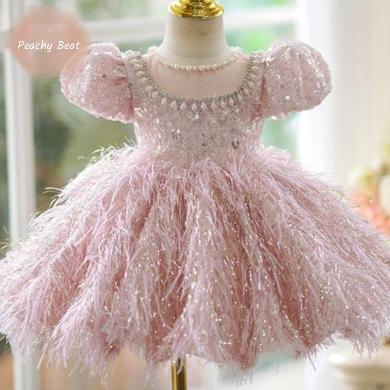 女の赤ちゃんのためのスパンコールフェザードレス,ふくらんでい - Baby Clothing For Girls のレビューと価格