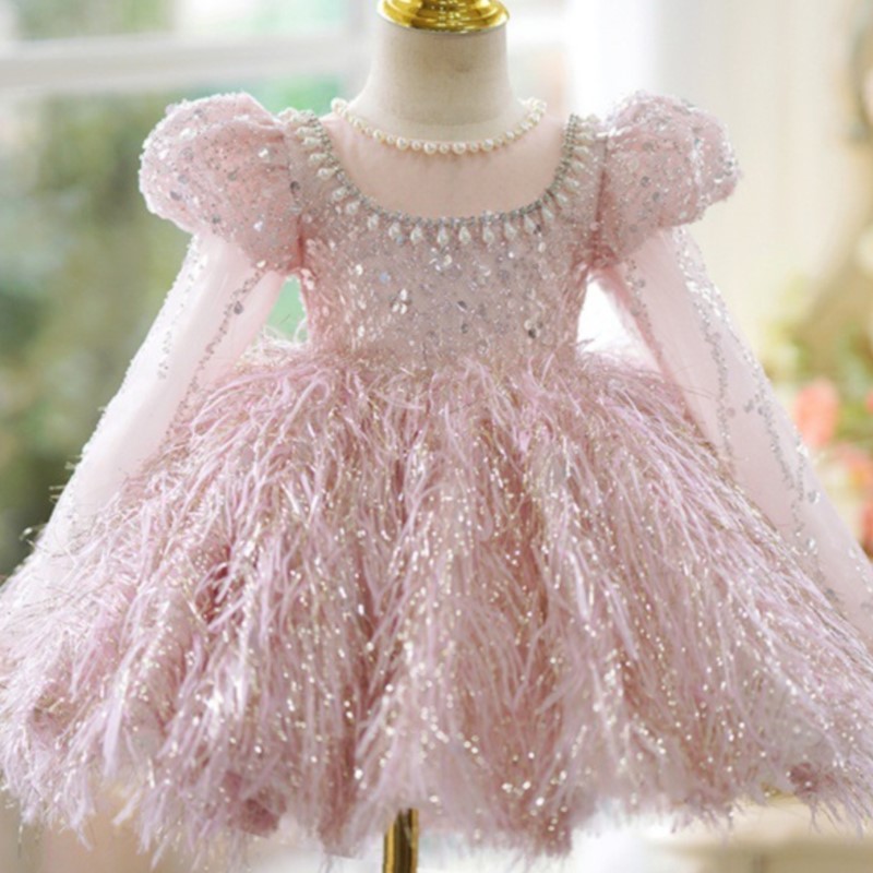 女の赤ちゃんのためのスパンコールフェザードレス,ふくらんでい - Baby Clothing For Girls のレビューと価格