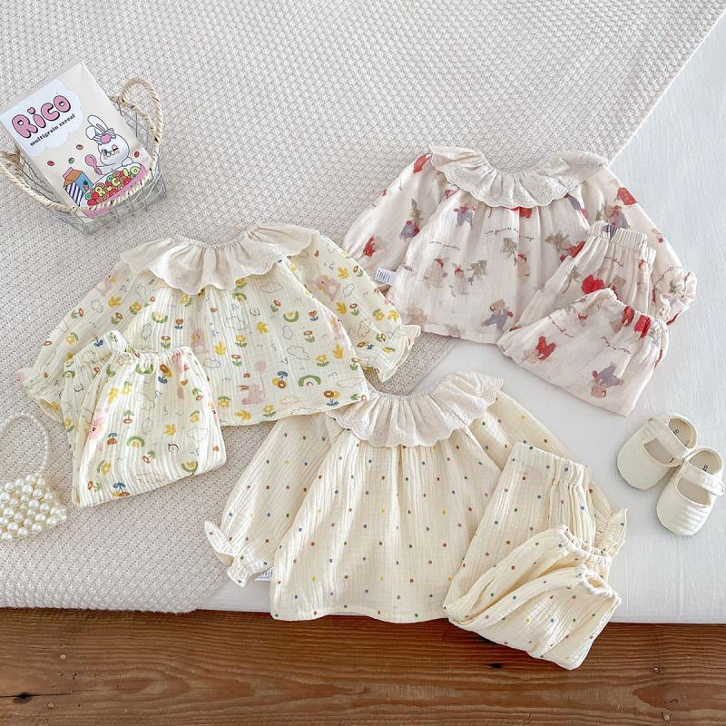 春秋ベビーガールホーム服セット可愛いプリントパジャマ新生児長 - Baby Clothing For Sleep のレビューと価格