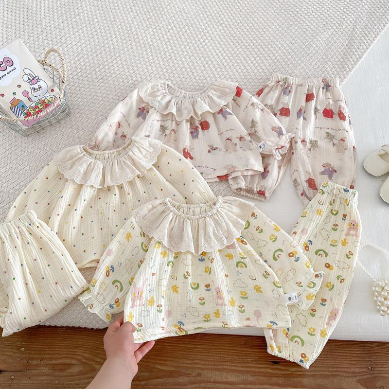 春秋ベビーガールホーム服セット可愛いプリントパジャマ新生児長 - Baby Clothing For Sleep のレビューと価格