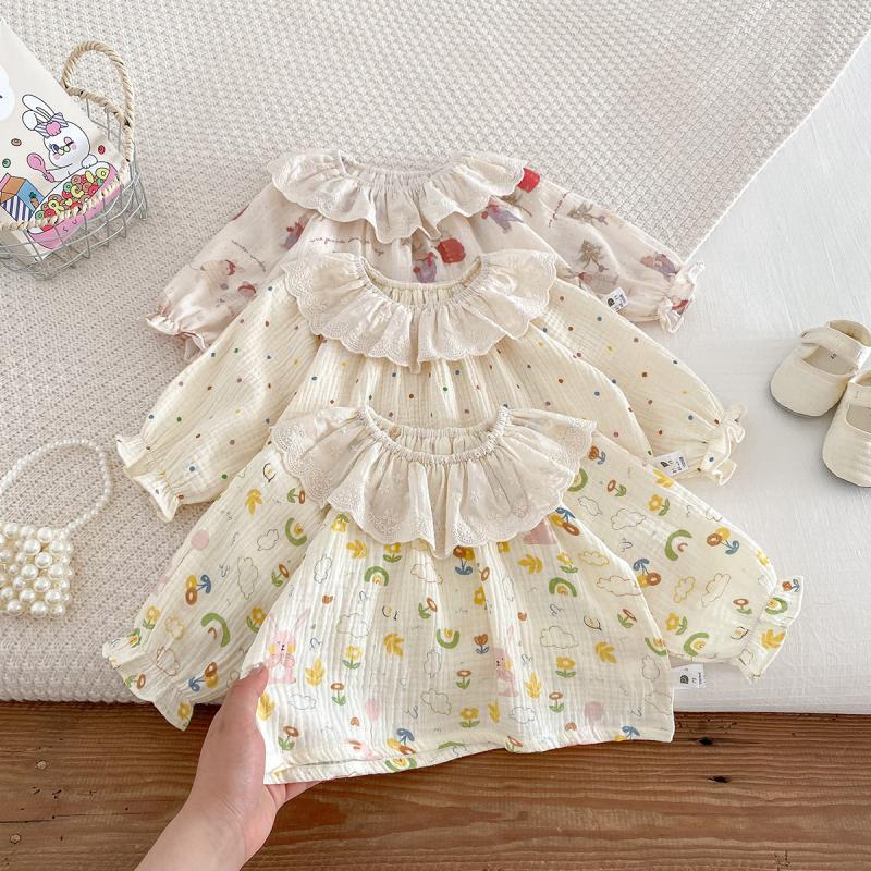 春秋ベビーガールホーム服セット可愛いプリントパジャマ新生児長 - Baby Clothing For Sleep のレビューと価格