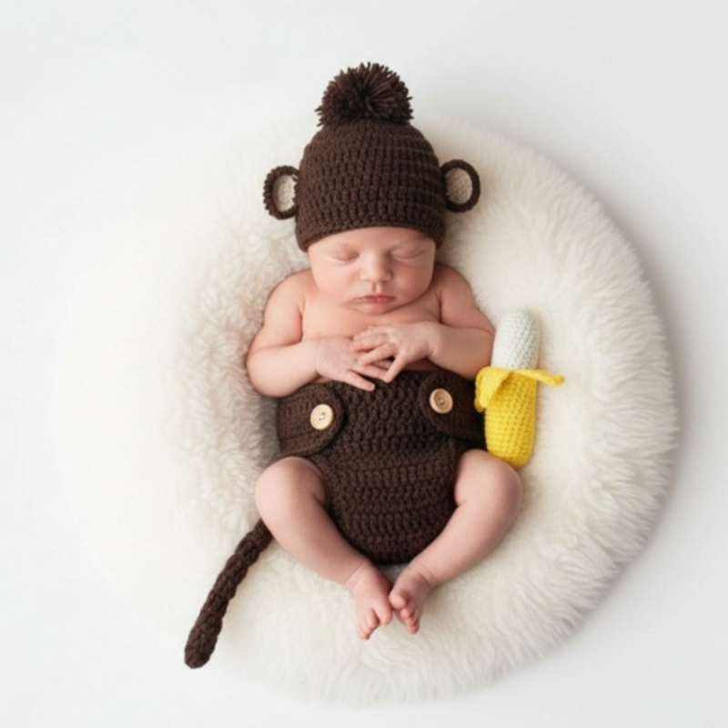 赤ちゃんの写真撮影小道具 手作りの猿のバナナコスチューム 新 - Baby Clothing Products のレビューと価格