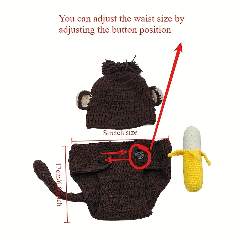 赤ちゃんの写真撮影小道具 手作りの猿のバナナコスチューム 新 - Baby Clothing Products のレビューと価格