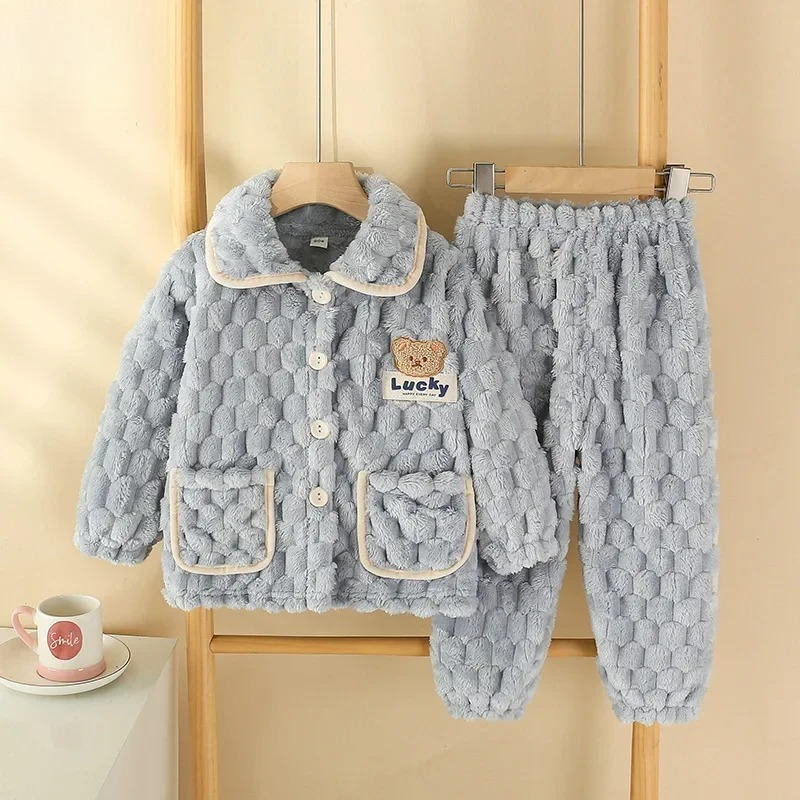 キッズボーイズガールズ秋冬フランネル厚みのパジャマベビー漫画 - Baby Clothing For Sleep のレビューと価格