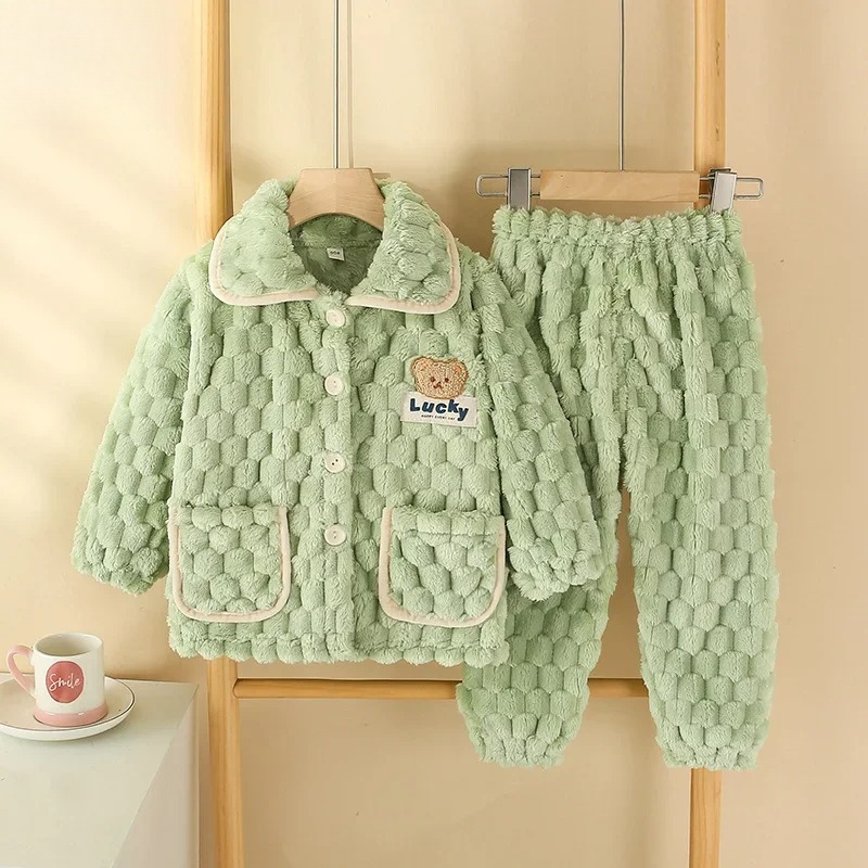 キッズボーイズガールズ秋冬フランネル厚みのパジャマベビー漫画 - Baby Clothing For Sleep のレビューと価格